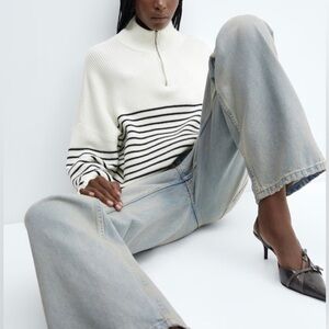 MANGO Sweater Women’s Small Striped Pullover MNG